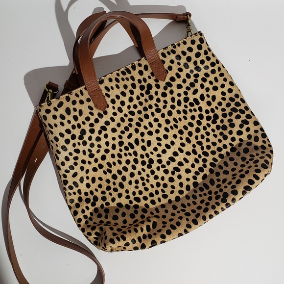 NEW Madewell small transport zip top spotted calf hair crossbody - Picture 3 of 14